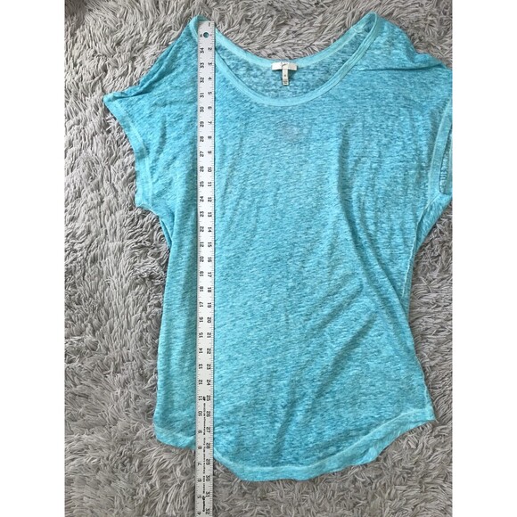 Joie Top M Maddie 100% Linen Tee  in Baby Blue Aqua - Picture 7 of 8